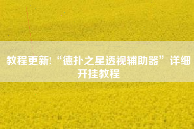 教程更新!“德扑之星透视辅助器	”详细开挂教程
