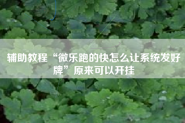 辅助教程“微乐跑的快怎么让系统发好牌	”原来可以开挂