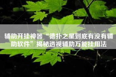 辅助开挂神器“德扑之星到底有没有辅助软件”揭秘透视辅助万能挂用法