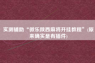 实测辅助“微乐陕西麻将开挂教程”(原来确实是有插件)