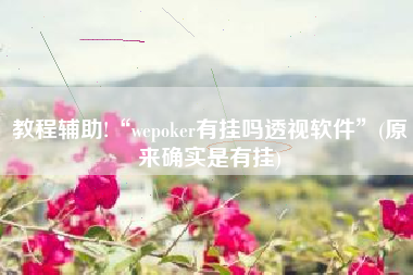 教程辅助!“wepoker有挂吗透视软件	”(原来确实是有挂)