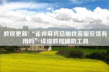 教程更新!“雀神麻将总输找客服反馈有用吗”详细教程辅助工具