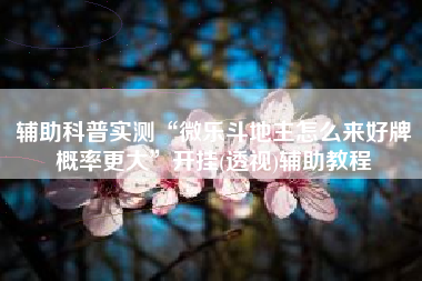 辅助科普实测“微乐斗地主怎么来好牌概率更大”开挂(透视)辅助教程