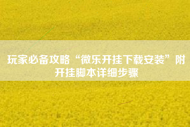 玩家必备攻略“微乐开挂下载安装”附开挂脚本详细步骤