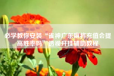 必学教你安装“雀神广东麻将充值会提高胜率吗”透视开挂辅助教程