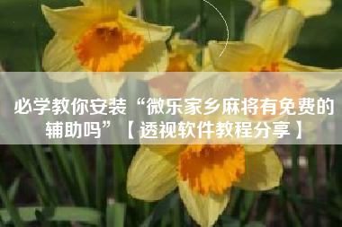 必学教你安装“微乐家乡麻将有免费的辅助吗”【透视软件教程分享】