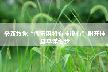 最新教你“微乐麻将有挂没有”附开挂脚本详细步