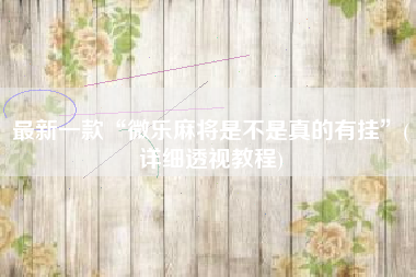 最新一款“微乐麻将是不是真的有挂	”(详细透视教程)