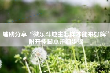 辅助分享“微乐斗地主怎样才能来好牌	”附开挂脚本详细步骤