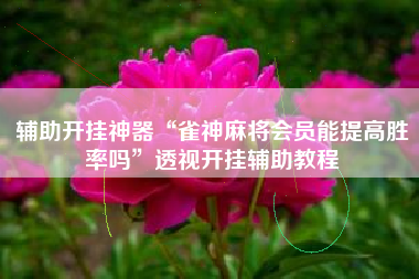 辅助开挂神器“雀神麻将会员能提高胜率吗	”透视开挂辅助教程