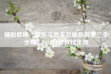 辅助教程“微乐斗地主总输最简单三个步骤”2026开挂教程步骤