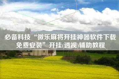 必备科技“微乐麻将开挂神器软件下载免费安装”开挂(透视)辅助教程