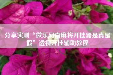 分享实测“微乐河南麻将开挂器是真是假”透视开挂辅助教程