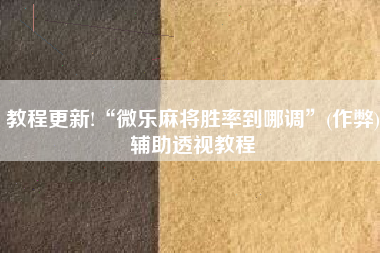 教程更新!“微乐麻将胜率到哪调”(作弊)辅助透视教程