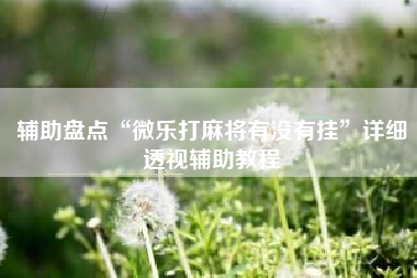 辅助盘点“微乐打麻将有没有挂”详细透视辅助教程