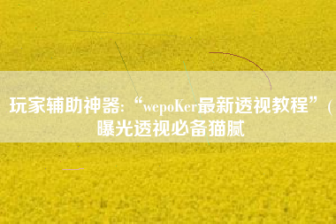 玩家辅助神器:“wepoKer最新透视教程	”(曝光透视必备猫腻