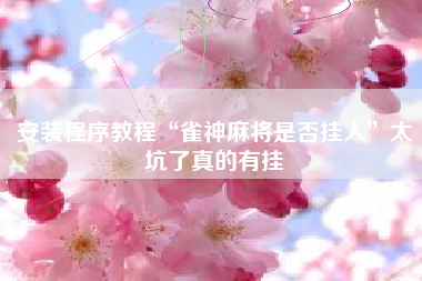 安装程序教程“雀神麻将是否挂人”太坑了真的有挂