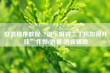 安装程序教程“微乐麻将二丁拐如何开挂	”作弊(透视)透视辅助