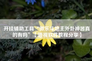 开挂辅助工具“微乐斗地主外卦神器真的有吗”【透视软件教程分享】