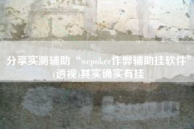 分享实测辅助“wepoker作弊辅助挂软件”(透视)其实确实有挂