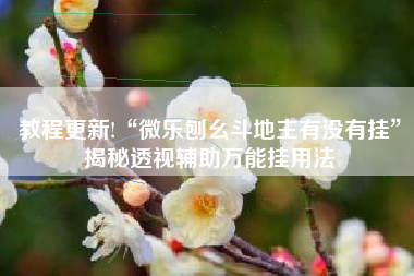 教程更新!“微乐刨幺斗地主有没有挂	”揭秘透视辅助万能挂用法