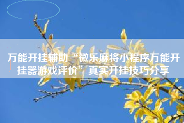 万能开挂辅助“微乐麻将小程序万能开挂器游戏评价”真实开挂技巧分享