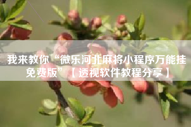 我来教你“微乐河北麻将小程序万能挂免费版	”【透视软件教程分享】