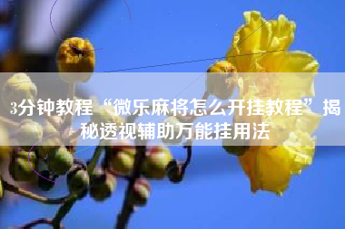 3分钟教程“微乐麻将怎么开挂教程”揭秘透视辅助万能挂用法