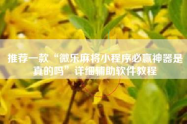 推荐一款“微乐麻将小程序必赢神器是真的吗”详细辅助软件教程