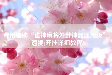 专用辅助“雀神麻将外卦神器通用版”(透视)开挂详细教程