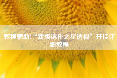 教程辅助!“新版德扑之星透视”开挂详细教程