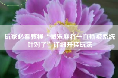 玩家必看教程“微乐麻将一直输被系统针对了	”详细开挂玩法