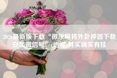 2026最新版下载“微乐麻将外卦神器下载安装微信号”(透视)其实确实有挂