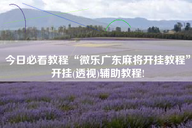 今日必看教程“微乐广东麻将开挂教程”开挂(透视)辅助教程!