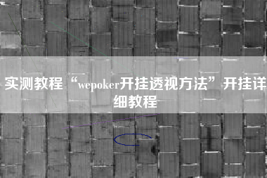 实测教程“wepoker开挂透视方法”开挂详细教程