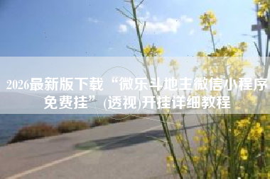 2026最新版下载“微乐斗地主微信小程序免费挂	”(透视)开挂详细教程