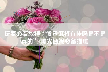 玩家必看教程“微乐麻将有挂吗是不是真的	”(曝光透视必备猫腻