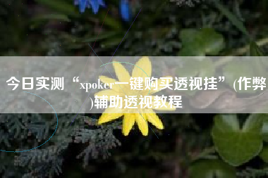 今日实测“xpoker一键购买透视挂	”(作弊)辅助透视教程
