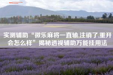 实测辅助“微乐麻将一直输,注销了,重开会怎么样	”揭秘透视辅助万能挂用法