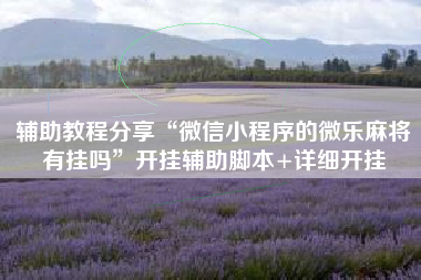 辅助教程分享“微信小程序的微乐麻将有挂吗”开挂辅助脚本+详细开挂