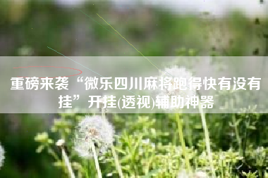 重磅来袭“微乐四川麻将跑得快有没有挂”开挂(透视)辅助神器