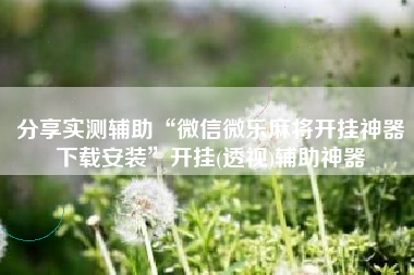 分享实测辅助“微信微乐麻将开挂神器下载安装	”开挂(透视)辅助神器