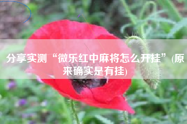 分享实测“微乐红中麻将怎么开挂”(原来确实是有挂)