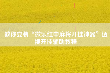 教你安装“微乐红中麻将开挂神器”透视开挂辅助教程