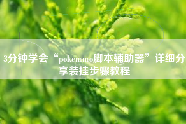 3分钟学会“pokemmo脚本辅助器	”详细分享装挂步骤教程
