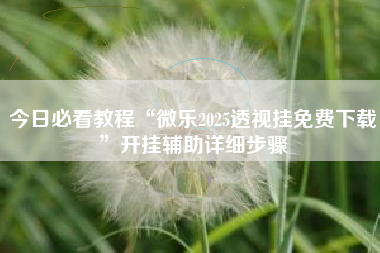 今日必看教程“微乐2025透视挂免费下载”开挂辅助详细步骤