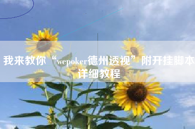 我来教你“wepoker德州透视”附开挂脚本详细教程