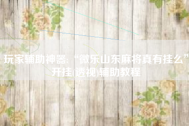 玩家辅助神器:“微乐山东麻将真有挂么”开挂(透视)辅助教程