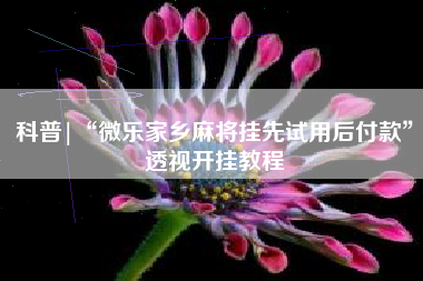 科普|“微乐家乡麻将挂先试用后付款	”透视开挂教程