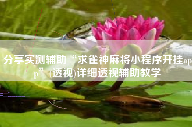 分享实测辅助“求雀神麻将小程序开挂app	”(透视)详细透视辅助教学